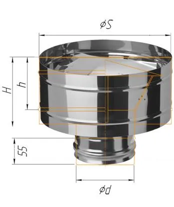 зонт феррум нержавеющий (430/0,5 мм) ф300 с ветрозащитой по воде