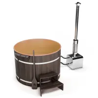 купель шишка с пластиковой вставкой 1700мм (бежевая чаша/фасад венге) в комплекте печь