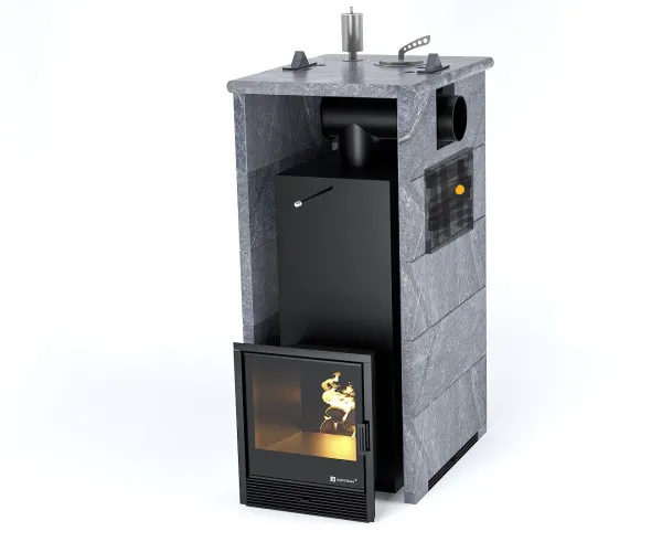печь для бани изистим геленджик м2 prem в 3-х кож.талькохл.бок.вх.справа закр.верх дым.слева увел.тк